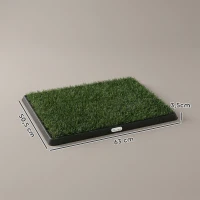 PawHut Sanita para Cães com Relva Artificial 63x50,5 cm, Tabuleiro Sanitário para Treino com Drenagem Verde(m-3)