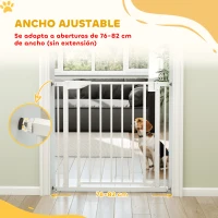 PawHut Barrera de Seguridad para Niños y Perros Ancho 76-82 cm Bloqueo Doble y Cierre Automático Apertura Dos Sentidos Blanco(m-4)