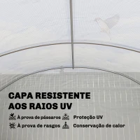 Outsunny Estufa Túnel 6x3x2 m com 3 Portas Enroláveis, 6 Janelas com Rede e Estrutura de Aço Galvanizado Branco(m-6)