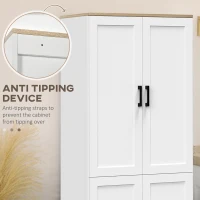 Freestanding Kitchen Cupboard, 4-Door Storage Cabinet Organizer with Adjustable Shelves White Embossed Wood Grain(m-6)