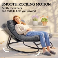 Outsunny Schommelstoel met brede textiel zitting en dik kussen, 101 x 66 x 63 cm, grijs(m-4)