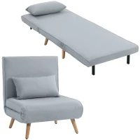 HOMCOM Poltrona letto 3 in 1 con schienale a 5 posizioni e cuscino, Grigio(m-8)