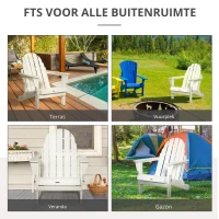 Outsunny Adirondack tuinstoel opvouwbare tuinfauteuil tuinmeubelen balkonstoel wit 75 x 85 x 93 cm(m-8)