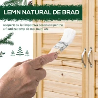 Outsunny Dulap Exterior cu 2 Rafturi din Lemn de Brad, Design Înălțat și 2 Uși, 83x40x92 cm(m-5)