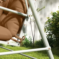 Outsunny Juego de 4 cojines de asiento, 150x50 cm resistente al agua cojín con cintas, 10cm de grosor Marrón(m-5)