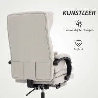 HOMCOM Bureaustoel Hoogteverstelbare bureaustoel met lendensteun, armleuning, voetsteun, van kunstleer, lichtgrijs(m-8)