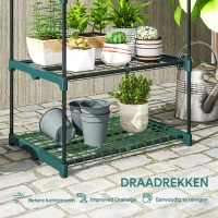 Outsunny 5-laags plantenstandaard, 138 cm hoog, plantenstandaard voor binnen en buiten, stalen plantenrek Donkergroen(m-5)