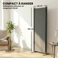 Outsunny Paravent de Jardin Brise-Vue Extérieur 3 Volets Occultant Pieds en Métal Stable 260x180cm Gris Foncé(m-5)