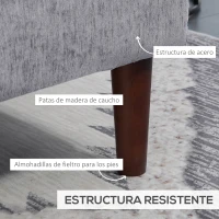 HOMCOM Sofá Esquinero de 3 Plazas Tapizado en Chenilla en Forma de L con Patas de Madera y Reposabrazos 215x142x88 cm Gris(m-7)