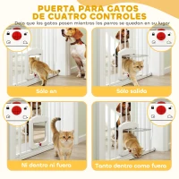 PawHut Barrera de Seguridad para Perros con Puerta Pequeña para Escaleras y Puertas 75-85 cm con Doble Bloqueo Blanco(m-5)