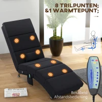 HOMCOM Massagestoel, Relaxfauteuil met 8 Vibratiepunten, 5 Modi, 56 x 168 x 84 cm, Zwart(m-5)