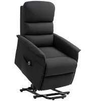 HOMCOM Sillón Relax Reclinable Eléctrico Levanta Personas con Mando a Distancia y Bolsillo Lateral Tapizado en Lino Negro(m-10)
