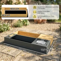 AIYAPLAY Bac à sable 2 pièces 150x90cm bac en bois avec banc rangement cuisinière évier amovible perles d'abaque jaune(m-3)