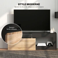 HOMCOM Meuble TV 2 portes pour téléviseurs jusqu'à 60 pouces, meuble télé avec placard et étagère ouverte, noir(m-4)