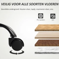 HOMCOM Bureaustoel Hoogteverstelbare bureaustoel met lendensteun, armleuning, voetsteun, van kunstleer, lichtgrijs(m-6)