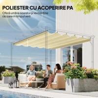 Outsunny Acoperiș pentru Gazebo Pergolă cu 10 Orificii de Drenaj din Poliester, 250x255 cm, pentru Pergolă 3x3m, Crem(m-5)