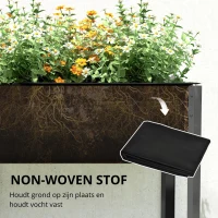 Outsunny Metalen hoogbed extra grote plantenbak met verstevigingsstangen en vliesstof, 180 x 55 x 80 cm Donkergrijs(m-4)