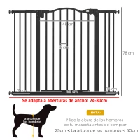 PawHut Barrera para Perros con Ancho Ajustable 74-100 cm Barrera de Seguridad para Perros con 2 Extensiones Negro(m-3)