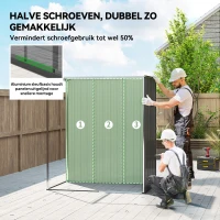 Outsunny Metalen tuinhuis 1,37 m², tuinschuur met moeiteloze montage schuindak schuifdeur ventilatie handschoenen(m-5)