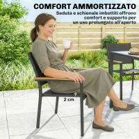 Outsunny Set 2 Sedie Giardino Impilabili con Seduta e Schienale Imbottiti, Grigio Scuro(m-4)
