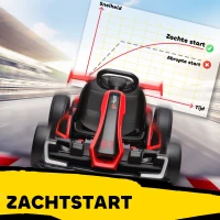 HOMCOM Go-Kart voor Kinderen, Elektrisch Kart met Toeter en Muziekfunctie, Verstelbare Stoel, tot 12 km/u, Kunststof, Metaal, Rood(m-4)