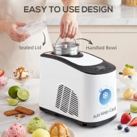 HOMCOM IJsmachine zonder Vooraf Invriezen met Ingebouwde Compressor, 1,5L, Wit(m-7)