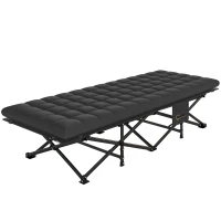 Outsunny Lettino campeggio pieghevole fino 200 kg con sacca, 200x80x40 cm, Nero(m-6)