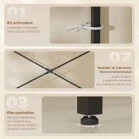 HOMCOM Estantería de Cocina con 2 Tomacorrientes Estante para Microondas Estante Ajustable Ganchos 60x42x137 cm Marrón Rústico(m-7)