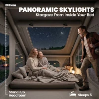 Outsunny Opblaasbare Tent 5-8 Personen Snelle Opzet 8000 mm Waterdicht & Winddicht met Luchtpomp Kachelaansluiting Dakraam(m-6)