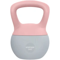 SPORTNOW Kettlebell de 6 kg Pesa Russa Preenchida de Areia Metálica e Alça Antiderrapante para Treino em Casa Ginásio 19x19x28 cm Rosa(m-10)