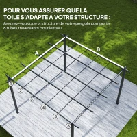 Outsunny Toile de Toit pour pergola Bâche pour Pergola rétractable de 3 x 3 m, Polyester 180g/m³, Anti-UV 30+, Gris foncé(m-4)