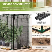 Outsunny fruitkooi, plantbeschermingsnet met ritssluiting, bescherming tegen vogels, insecten en kleine dieren, Zwart(m-5)