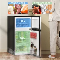 HOMCOM Mini Nevera Silenciosa 88 L Clase E Bajo Encimera Temperatura Regulable 5 Niveles Puerta Reversible Luz Interior Negro(m-4)