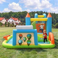 Château gonflable parc aquatique pour enfants, avec toboggan et pataugeoire, pour 3–10 ans, 360x320x200 cm, Multicolore(m-5)