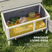 PawHut Wooden Rabbit Hutch, Guinea Pig Hutch with Asphalt Roof, Outdoor Elevated Bunny House for Rabbits, Chinchillas(m-4)