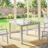 Outsunny Mesa Extensible de Aluminio para Exteriores, Superficie de Vidrio Templado, Blanco crema.(m-5)