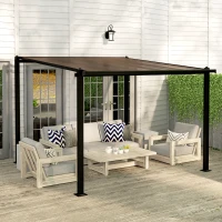 Outsunny Pergola jardin extérieur en aluminium 3 x 3 m avec toit en polycarbonate imperméable et système de drainage, gris(m-10)