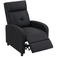 HOMCOM Sillón Relax Reclinable Manual hasta 155º Apertura Push con Reposapiés Respaldo Alto Acolchado Grueso Negro(m-1)