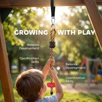 AIYAPLAY Climbing Rope, Kids Tree Swing Kit with Platforms and Disc Swings Seat, Obstacle Course Kids for Garden, Red(m-6)