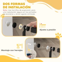 PawHut Barrera para Perros Extra Alta con Ancho Ajustable 77-104 cm Puerta para Perros con Extensiones y Puerta de Paso Negro(m-6)
