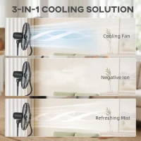 HOMCOM Ventilator de Podea 3 în 1 Oscilant cu Nebulizator de Apă, Telecomandă și Timer 9h, 45x38x130 cm, Negru(m-4)