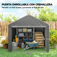 Outsunny Carpa de Jardín para Bicicletas con Marco de Metal Galvanizado Puerta con Cremallera Impermeable Anti-UV 2,4x2x2 m Gris(m-5)