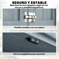 Outsunny Armario de Exterior de Madera con Techo Inclinado Asfalto 2 Puertas con Pestillo Estante y Ganchos 85x54x170 cm Gris(m-5)