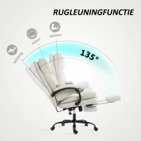 HOMCOM Bureaustoel Hoogteverstelbare bureaustoel met lendensteun, armleuning, voetsteun, van kunstleer, lichtgrijs(m-5)