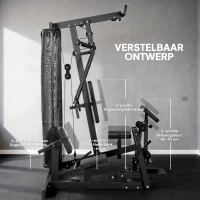 SPORTNOW Krachtstation fitnessstation met latpull butterflystang 65 kg gewichten kabel tot 120 kg(m-7)