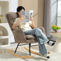 HOMCOM Silla Mecedora con Patas de Madera de Haya y Reposabrazos Mecedora para Lactancia Carga 120 kg para Dormitorio Marrón(m-7)