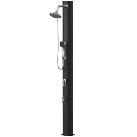 Outsunny Douche solaire 35L - Douche de jardin avec protection antigel, tête pluie orientable, robinet, raccord pour tuyau d'arrosage(m-1)