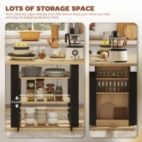 HOMCOM Kitchen Island with Spice Rack, Kitchen Storage with Large Tabletop for 4 People, Adjustable Shelves Black & Natural(m-6)