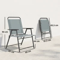 Outsunny Chaises pliantes de jardin, lot de 2 chaises de camping avec assise en maille gris.(m-3)