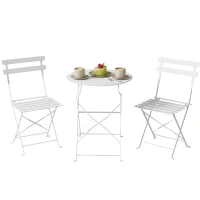 Outsunny Ensemble bistrot extérieur pliant avec table et 2 chaises, blanc(m-6)